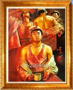 Original Oil painting portraitsIron and steel workers  