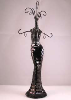 New Jewellery Mannequin Holder Hanger Black Sequin 44cm  