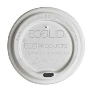 Eco Products White Compostable Hot Cup Lid, fits 10 20oz, 800 lids per 