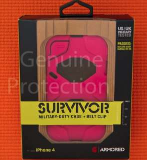 Griffin Survivor Extreme Case w/ Belt Clip for iPhone 4 4S Pink 