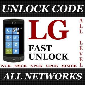 UNLOCK CODE FOR LG GS290 Cookie Fresh, KM570 Cookie Gig  