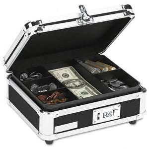  IdeaStream Cash Box with Tumbler Lock, Black and Chrome 