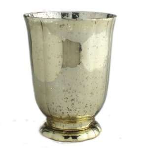 Tag 651221 Small Mercury Glass Footed Hurricane Candle Holder/Vase 