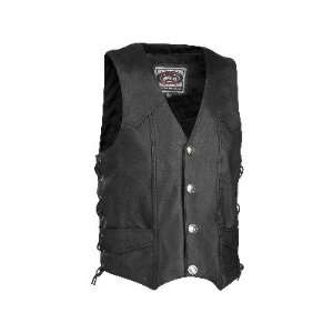  River Road Wyoming Nickel Leather Motorcycle Vest Black XL Automotive