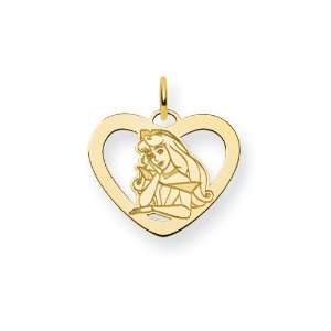    Gold Plated Sterling Silver Disney Aurora Heart Charm Jewelry