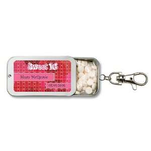 Wedding Favors Red Circles Design Sweet 16 Personalized Key Chain Mint 