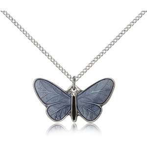 Sterling Silver Butterfly Medal Pendant 1/2 x 1 Inches 1250SS  Comes 