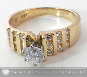   Diamond Solitaire Engagement Ring 14K Yellow Gold 1 Carat Total  