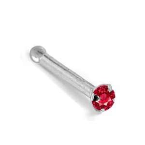   Ruby (July)   950 Platinum Nose Ring Bone / Stud  16 Gauge Jewelry