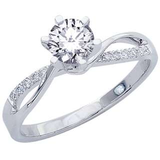    Elegant 14k White Gold Engagement Ring with a Round 
