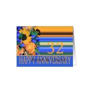  32nd Anniversary for Aunt & Uncle, Sunflower Bouquet Card 