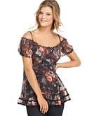    American Rag Top, Off The Shoulder Short Sleeve Floral Lace A 