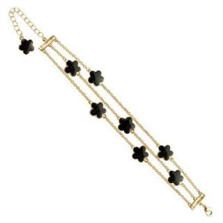 women Products Best Sellers  Leaf Daisy Enamel Bracelet   Black/Gold