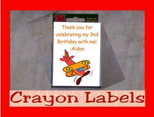 Airplane or Train Birthday Party Crayon Favor Label  