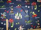 Mixed Alcoholic Drinks Flannel Fabric   1 yard