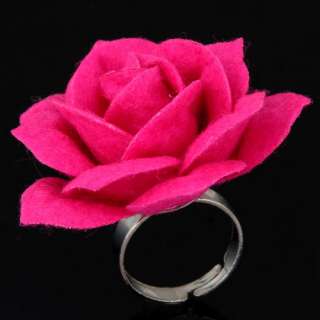 Adjustable Silver Plated Amaranth Cloth Flower Bloom Finger Ring Min 