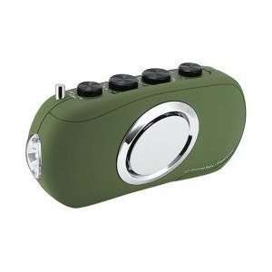 Hand Crank Radio with LED Flashlight   Green (Green) (2.7H x 5.5W x 