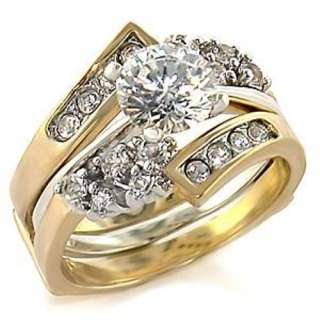 FANCY 1.38ct TWO TONE GOLD ANNIVERSARY RING SET sz 8  