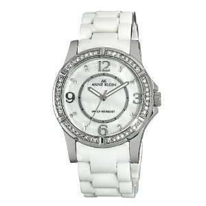   Crystal Accented Silver Tone White Ceramic Watch Anne Klein Watches