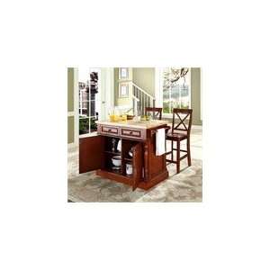  Butcher Block Top Kitchen Island in Cherry with 24 X Back 