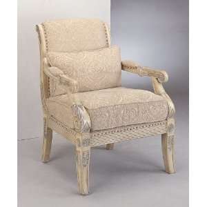  Antique Crackle Time Aged Style Upholstered Armchair