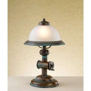   Light Small Table Lamp Finish Antique Brass Mat, Shade Acid Glass