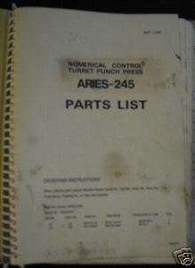 Amada ARIES 245 Parts List NC Turret Punch Press  