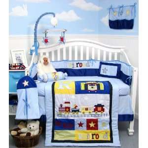  Train Baby Boy Crib Nursery Bedding Set 13 pcs included Diaper Bag 