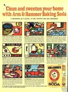 1967 Arm & Hammer Baking Soda Cartoon Vintage Ad  