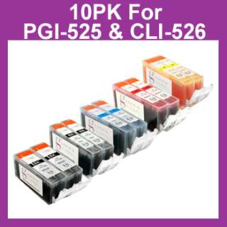 10 Combo Pack Ink Cartridge for Canon PGI 525 CLI 526 Pixma MG5150 