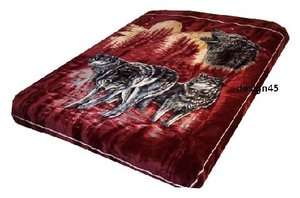   Korean Blanket throw Thick Mink Plush King size Wolf Pack Licensed new