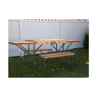 Folding Portable Wooden Picnic Table & Bench XLG Table  