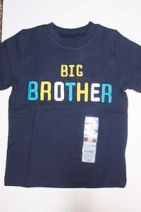 2012 Carters Big Brother Navy Blue Short Sleeve 2T 3T 4T 5T NWT 