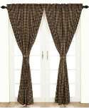 Black & Khaki Check Checkered Window Curtain Panels, Swags, Tiers 