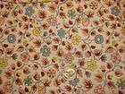   Cotton Fabric PINK TURQUOISE YELLOW SHADES OF BROWN FLORAL/WHITE 33