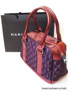 MARC JACOBS Dark Purple Quilted Bowler Bag Speedy Tote  