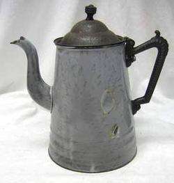 1880 L&G agate ware graniteware enamelware coffee pot  
