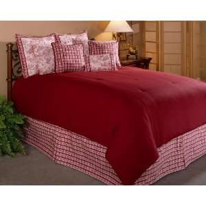   Joliette Red Toile Print Cal King Bedding Bed in a Bag Comforter Set