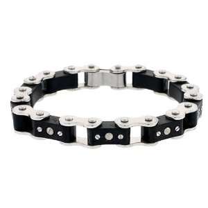   Surgical Steel Rubber Link Bike Chain Style Bracelet 8 Inches Jewelry