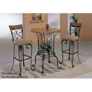 Bar Table with Wine Rack Bronze & Oak Finish