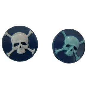  Skull Crossbones Blue Shower Curtain Hooks (Set of 12 