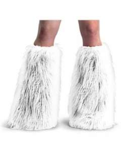  White Fur Boot Sleeve Covers For Gogo Dancers   ONE SIZE 