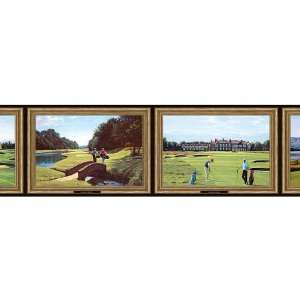    Black Golf Course Painting Wallpaper Border