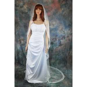   Tier White Chapel Length Scalloped Lace Bridal Wedding Veil Beauty