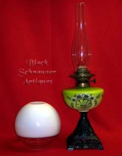   English Composite Oil/Kerosene Parlor Lamp w/UNUSUAL Ball Shade