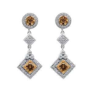  Liana 1cttw Champagne & White Diamond Earrings Jewelry