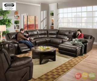 Black Jack Brown Bonded Leather Sectional Sofa w/ reclining Chaise by 