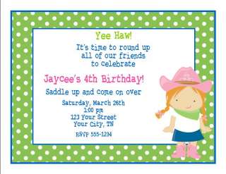   of Personalized Cowgirl Pony Ride Birthday Party Invitations  