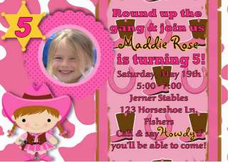 Hot Pink Cowgirl Horse Rodeo Birthday Invitation  