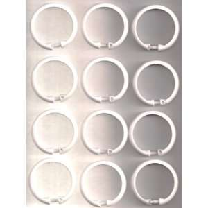  12 Pack White Shower Curtain Rings Set in Clear Tumbler 